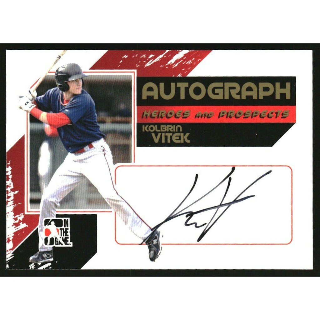 2011 ITG Heroes and Prospects Kolbrin Vitek Gold Autograph Card: $12 2011 ITG Heroes and Prospects Kolbrin Vitek Gold Autograph Card: $12