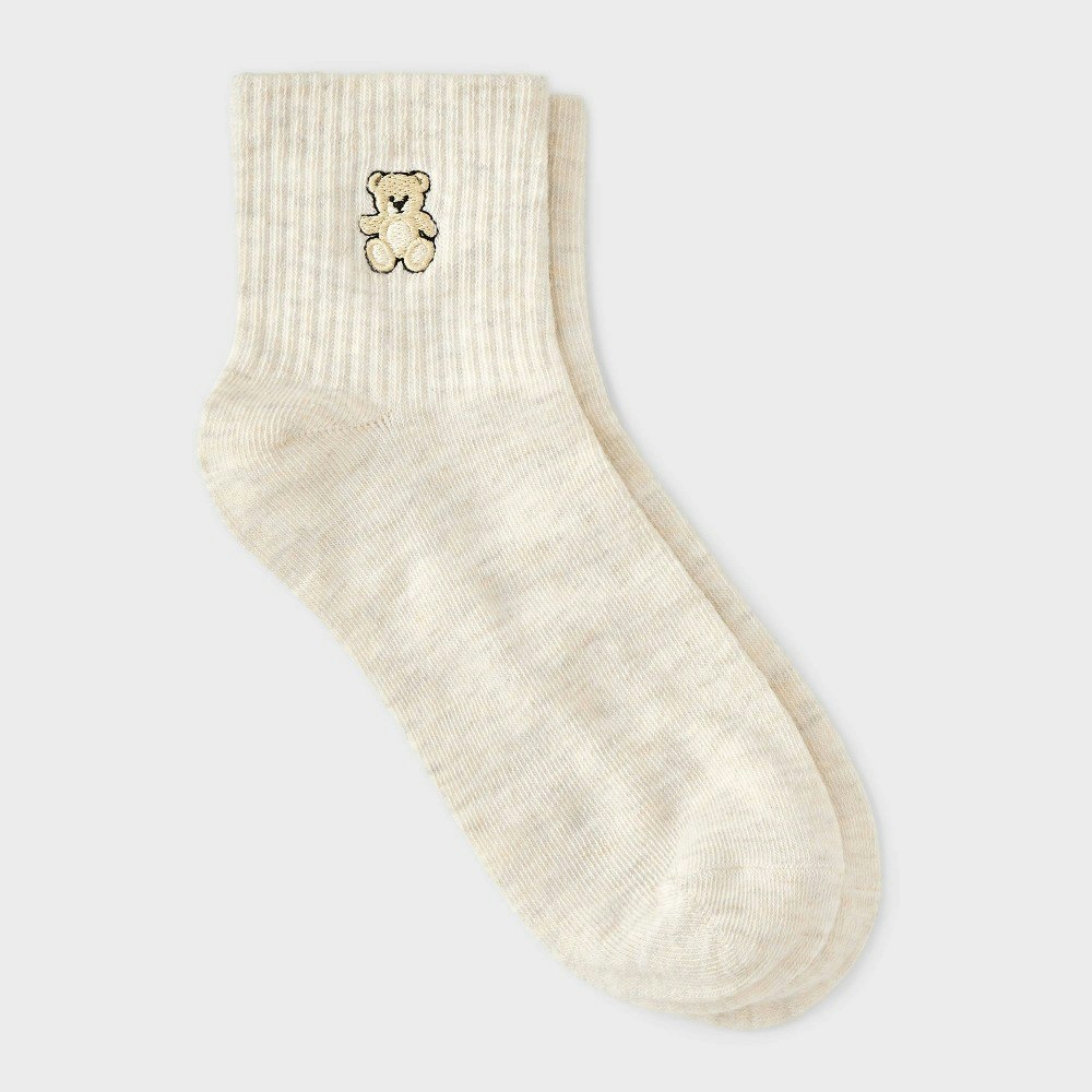 Women's Embroidered Teddy Bear Ankle Socks: $3 Women's Embroidered Teddy Bear Ankle Socks: $3