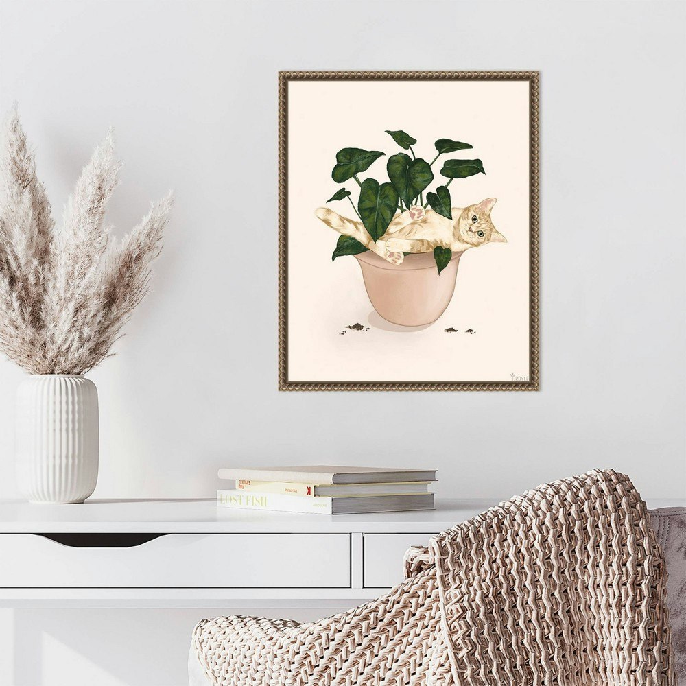 Amanti Art 16"x20" Happy House Plant I Cat Framed Canvas Wall Art: $76.99 Amanti Art 16"x20" Happy House Plant I Cat Framed Canvas Wall Art: $76.99