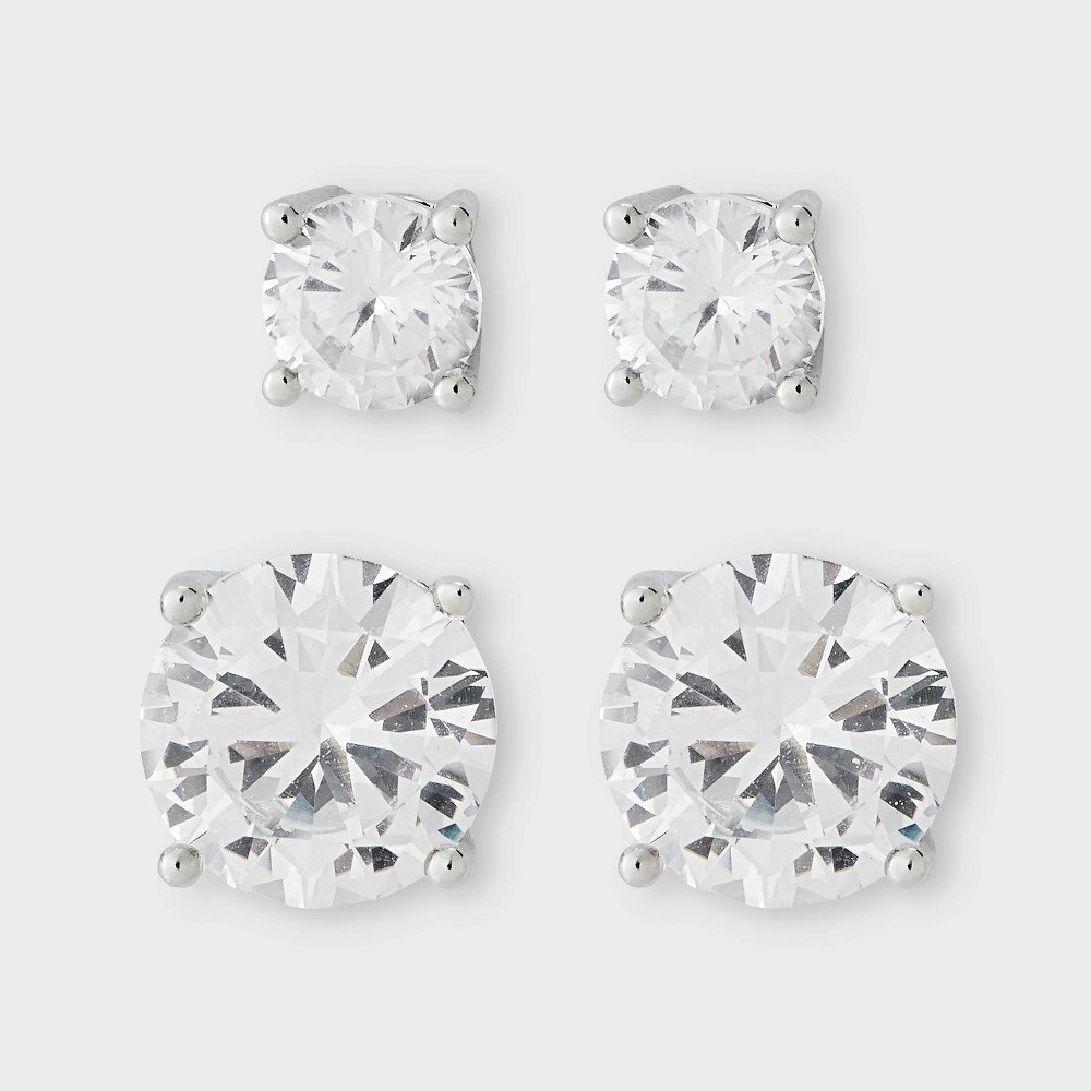 A New Day Silver Plated Cubic Zirconia Stud Earring Set 2-Pack: $19.99 A New Day Silver Plated Cubic Zirconia Stud Earring Set 2-Pack: $19.99