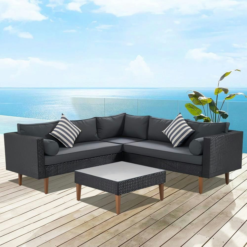 4-Piece Wicker Rattan Outdoor Patio Sectional Sofa Set: $919.70