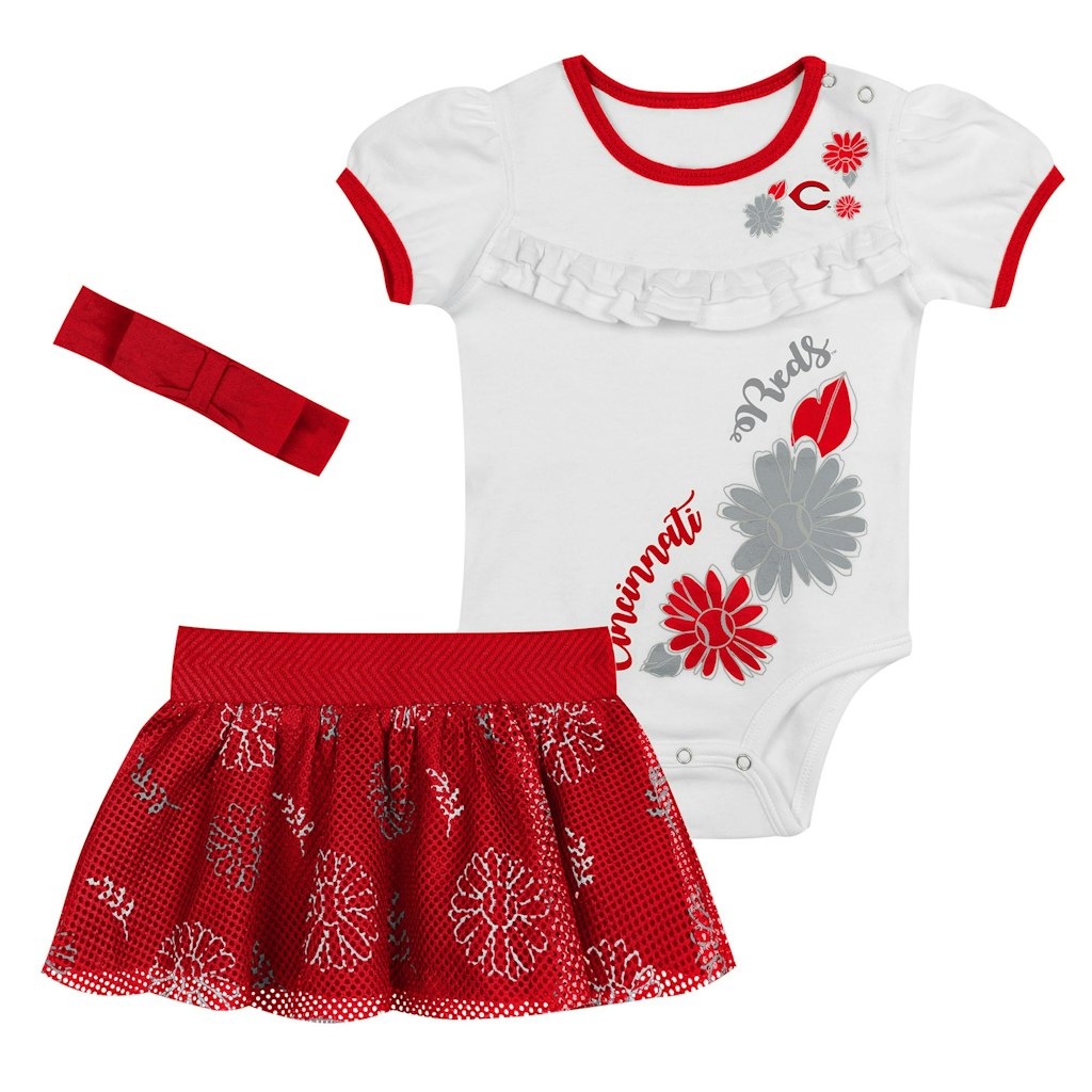 Cincinnati Reds Newborn 3-Piece Bodysuit, Headband, and Skirt Set: $28.49 Cincinnati Reds Newborn 3-Piece Bodysuit, Headband, and Skirt Set: $28.49