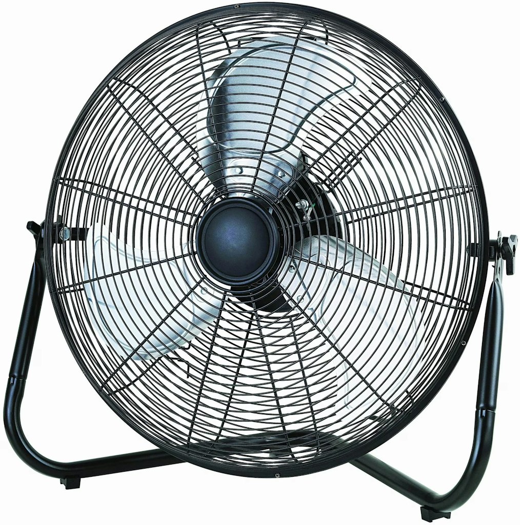 Mainstays 20" 3-Speed High Velocity Tiltable Black Steel Floor Fan: $45
