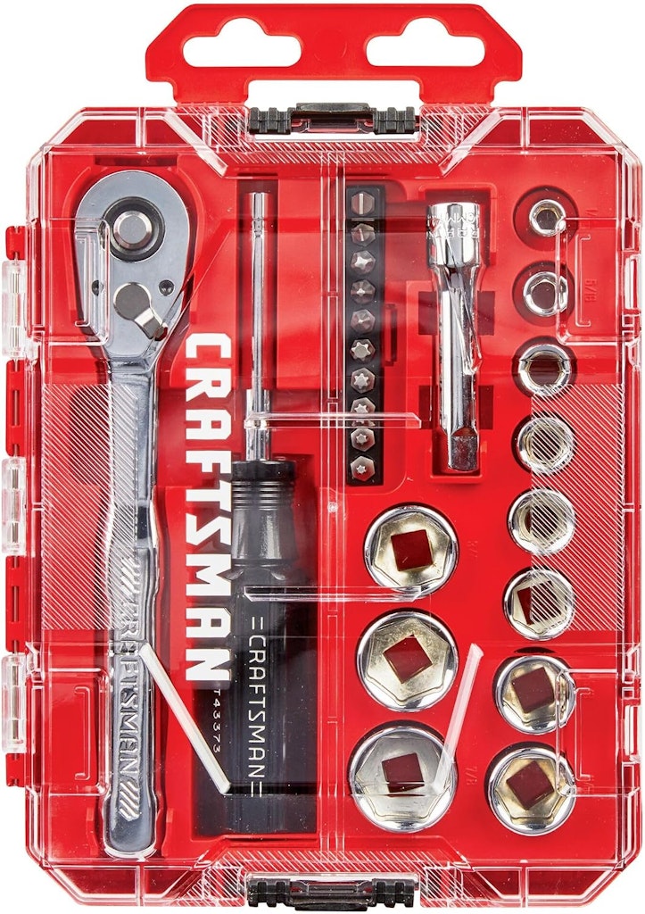 Craftsman 24-Piece 3/8" Drive SAE or Metric Mechanics Tool Set: $20