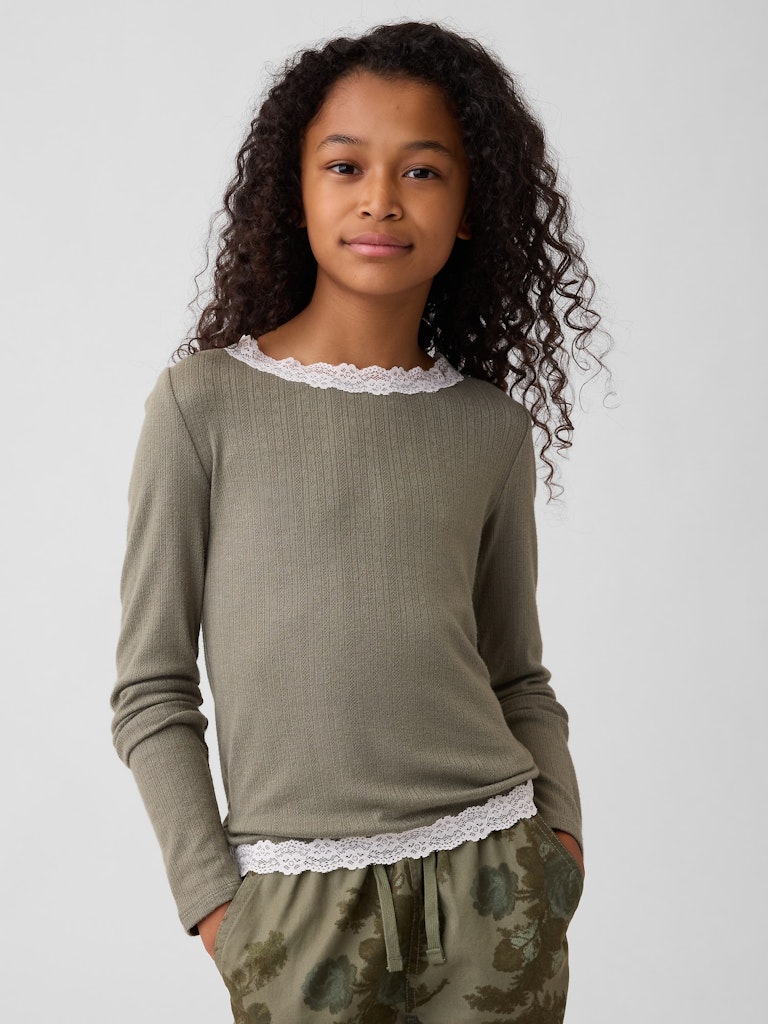 Kids Pointelle Lace-Trim Top: $14.99 Kids Pointelle Lace-Trim Top: $14.99