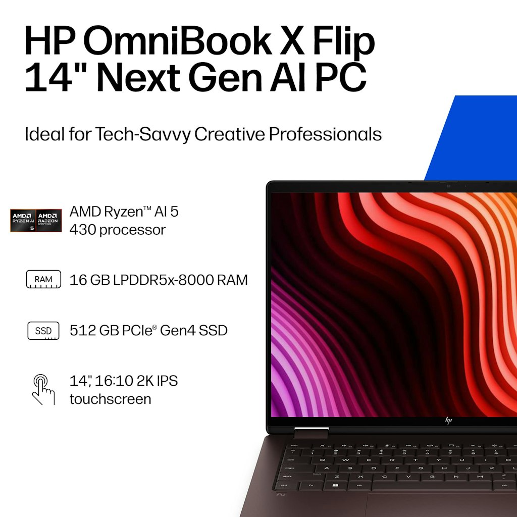 HP OmniBook X Flip 14-inch 2K Touchscreen Laptop: $899.99 HP OmniBook X Flip 14-inch 2K Touchscreen Laptop: $899.99