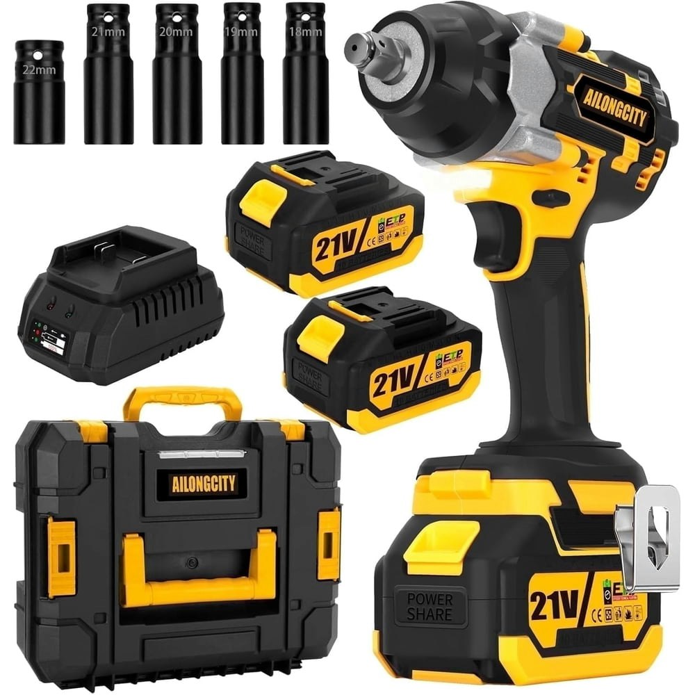 1,000 N.m 1/2-inch Brushless Cordless Impact Wrench w/ 2 Batteries and 5 Sockets: $69.99