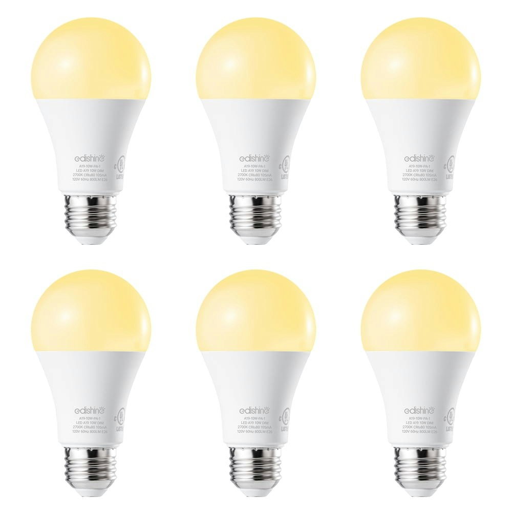 Edishine 60W Equivalent Dimmable LED A19 Light Bulbs 6-Pack: $13.49 Edishine 60W Equivalent Dimmable LED A19 Light Bulbs 6-Pack: $13.49