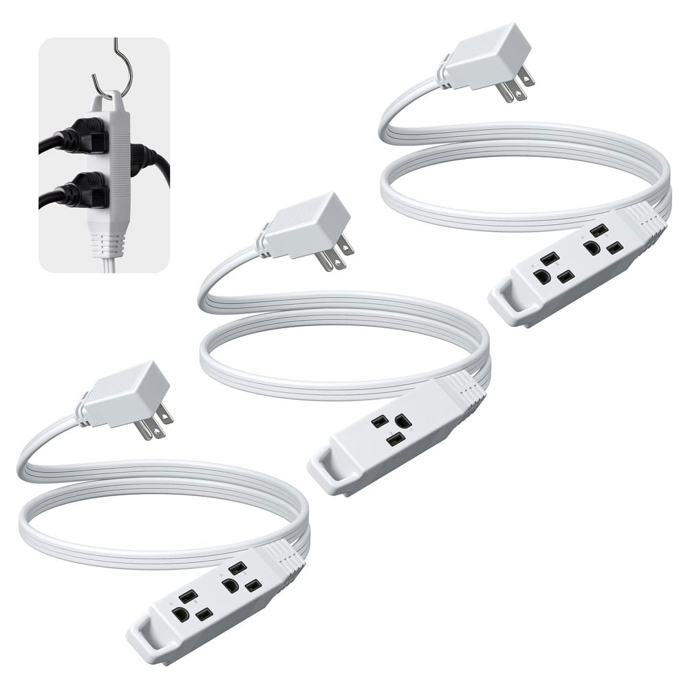Dewenwils 3-Foot Indoor 3-Outlet Extension Cord 3-Pack: $14.99