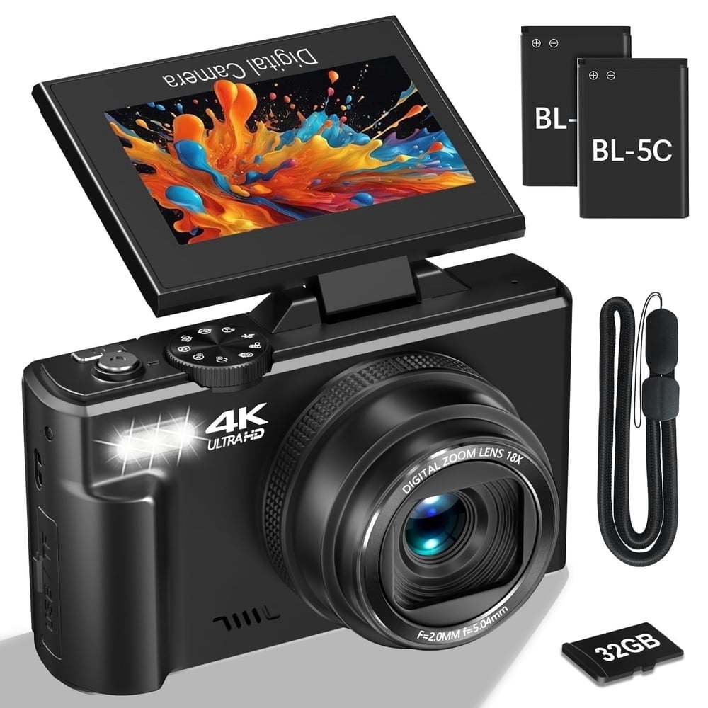 Xlurc 64MP 4K Digital Vlogging Camera 2-Battery Kit: $63.99