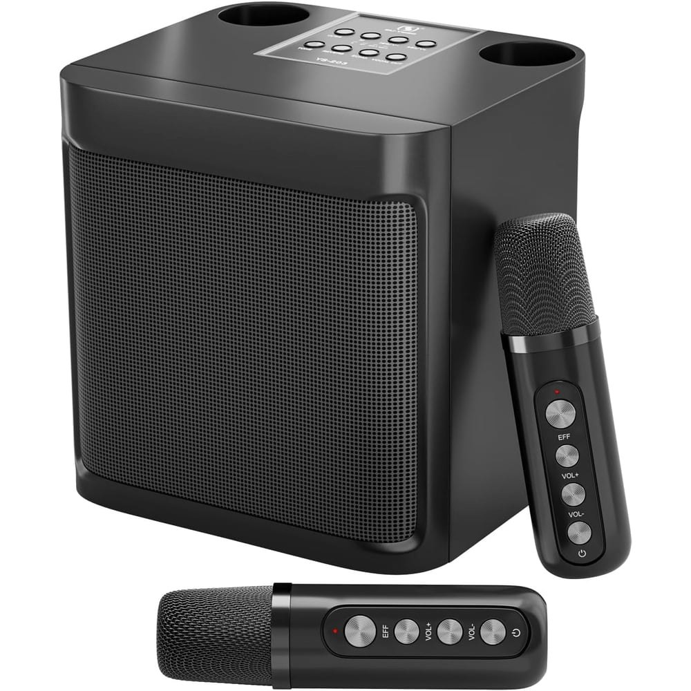 Portable Karaoke Machine with 2 Wireless Mics: $32.99 Portable Karaoke Machine with 2 Wireless Mics: $32.99