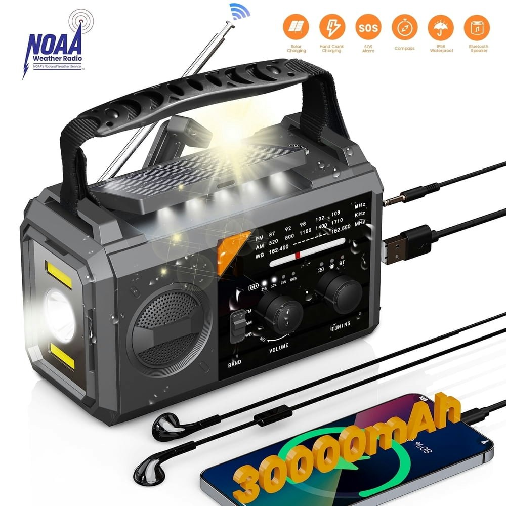 Auoshi 30,000mAh Emergency NOAA Weather Radio: $59.99 Auoshi 30,000mAh Emergency NOAA Weather Radio: $59.99