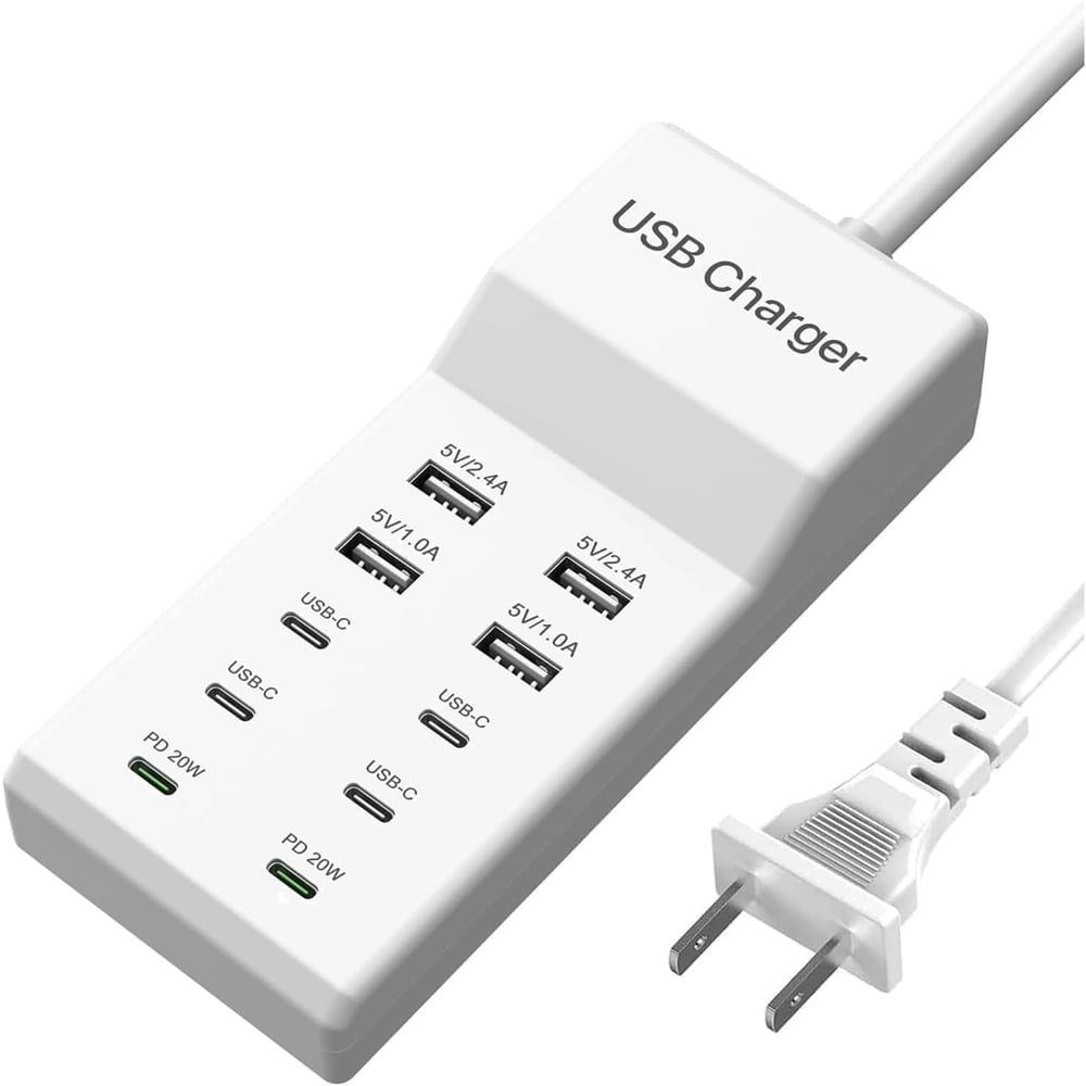 10-Port USB-C and USB-A Desktop Charging Station: $17.99