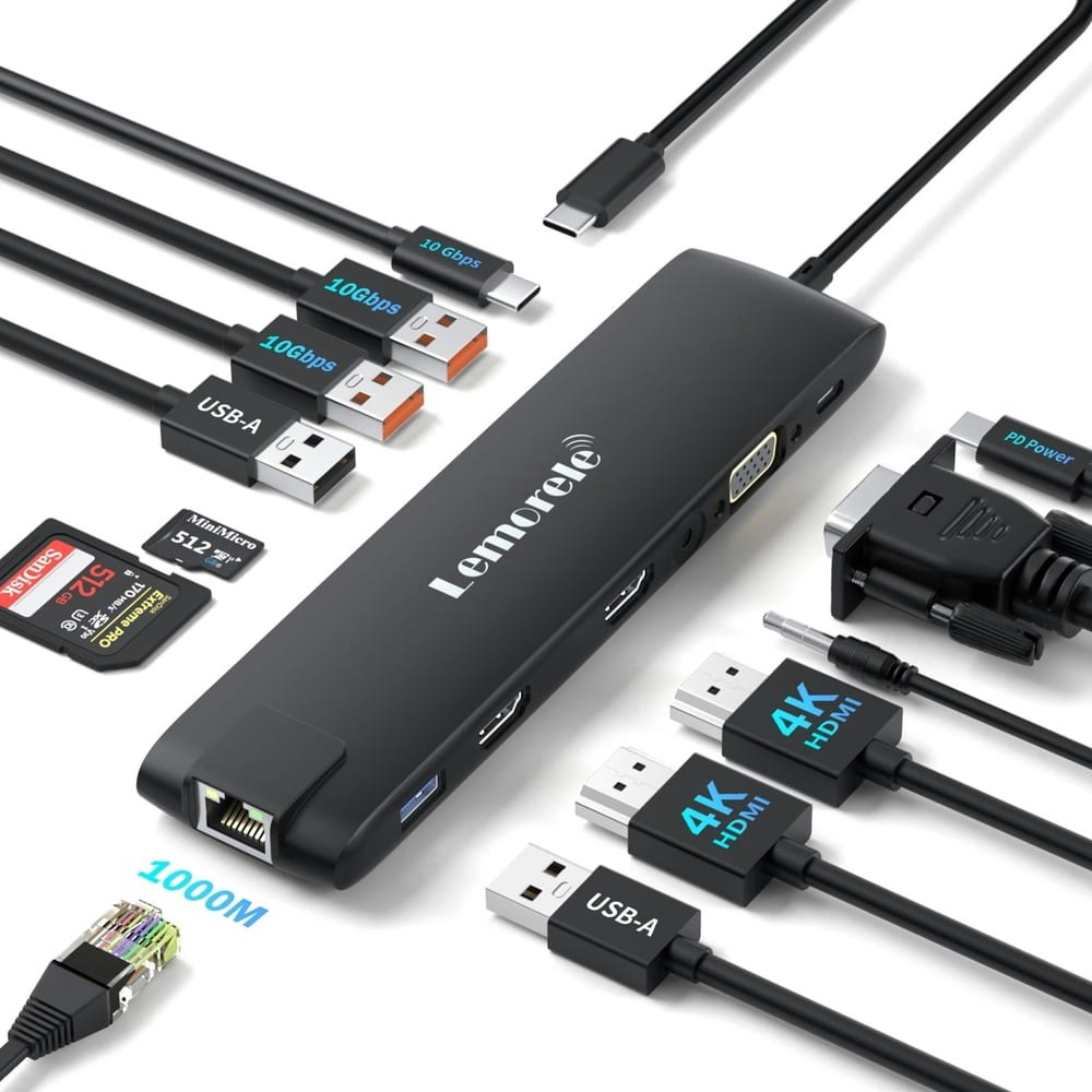 Lemorele 13-in-1 Triple Monitor USB-C Docking Station: $31.99 Lemorele 13-in-1 Triple Monitor USB-C Docking Station: $31.99