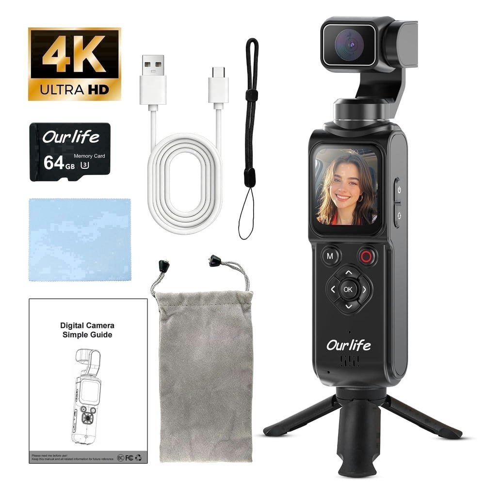 4K Pocket Gimbal Vlogging Camera: $119.67