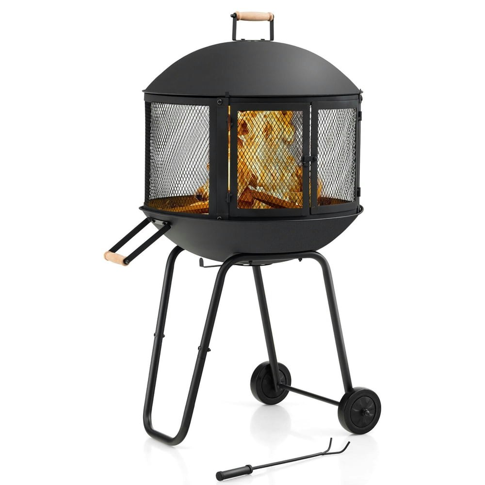Gymax 28-Inch Rolling Wood-Burning Fire Pit: $94.41 Gymax 28-Inch Rolling Wood-Burning Fire Pit: $94.41