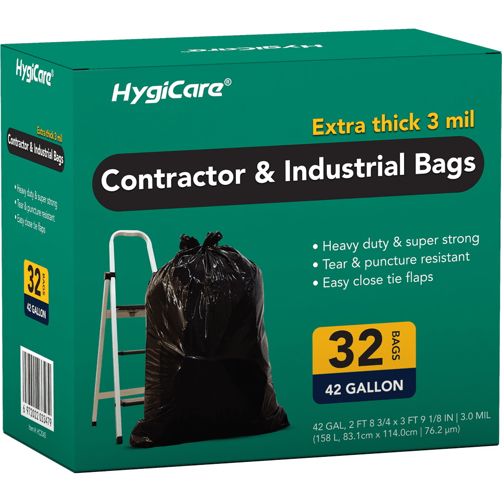 HygiCare 42-Gallon 3-MIL Heavy Duty Contractor Bags 32-Count: $25.82