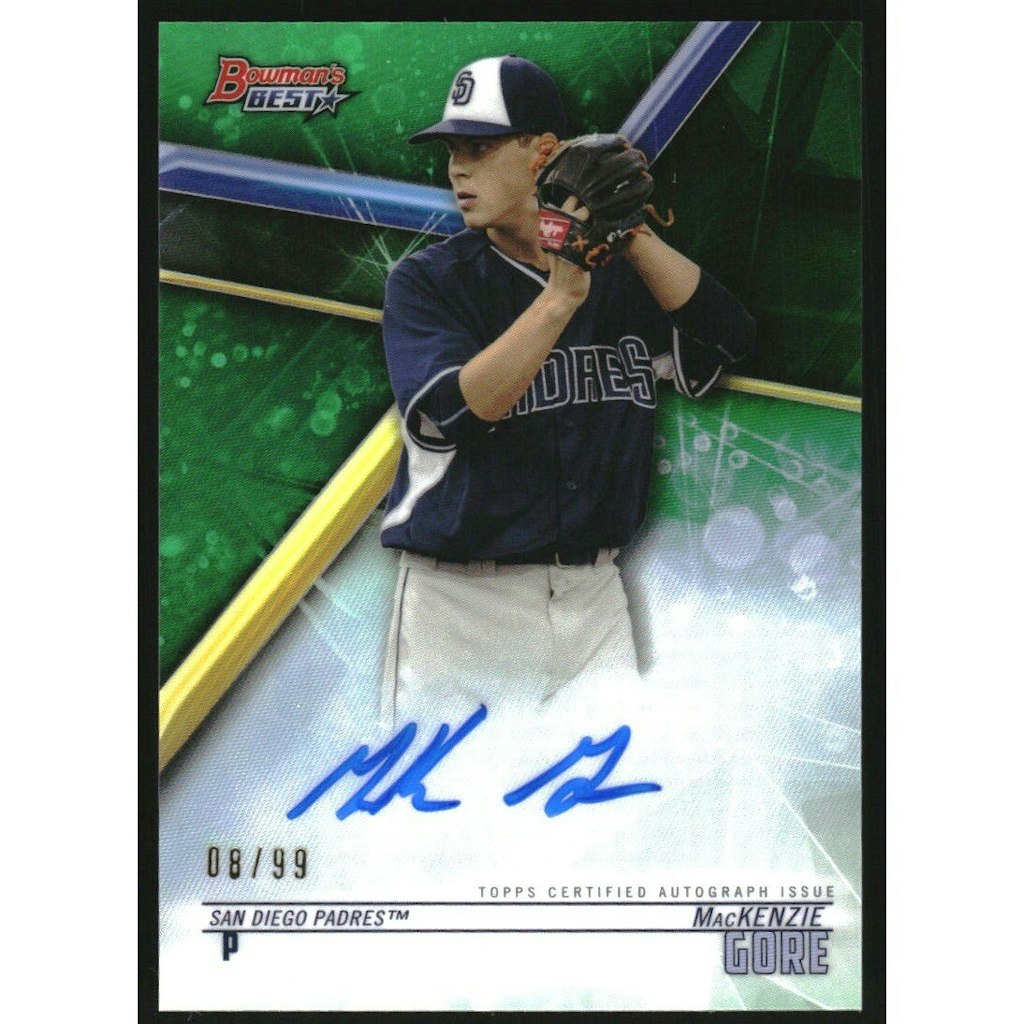 2018 Bowman's Best MacKenzie Gore Autograph Green Refractor Card: $27 2018 Bowman's Best MacKenzie Gore Autograph Green Refractor Card: $27