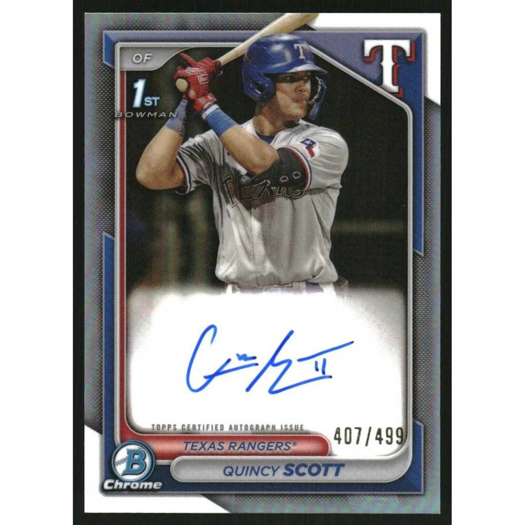 2024 Bowman Chrome Quincy Scott Prospect Autograph Refractor: $12 2024 Bowman Chrome Quincy Scott Prospect Autograph Refractor: $12