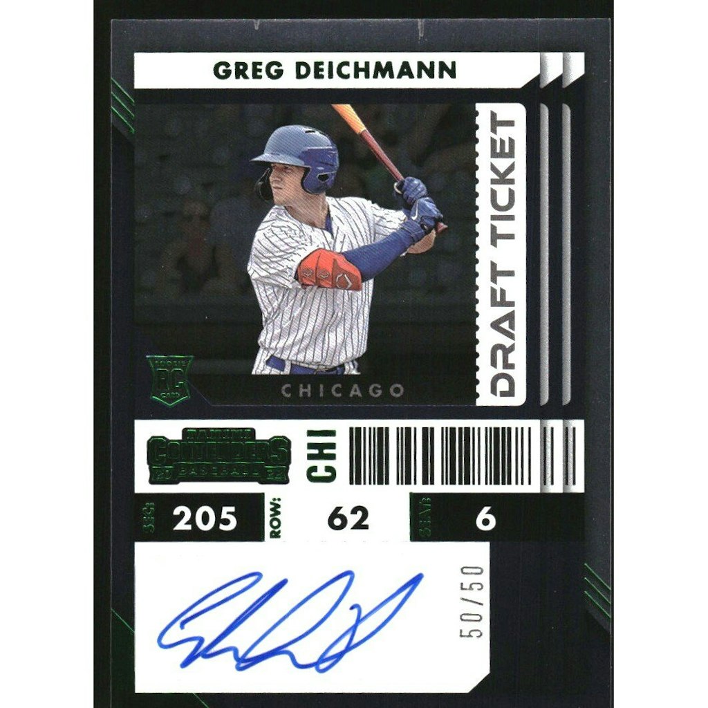 2022 Panini Chronicles Contenders Greg Deichmann Rookie Draft Ticket Green Card: $10