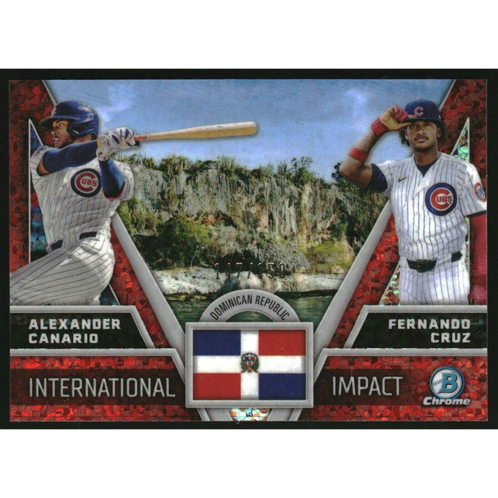 2024 Bowman Chrome International Impact Fernando Cruz and Alexander Canario Mini-Diamond Refractor Cards: $10 2024 Bowman Chrome International Impact Fernando Cruz and Alexander Canario Mini-Diamond Refractor Cards: $10