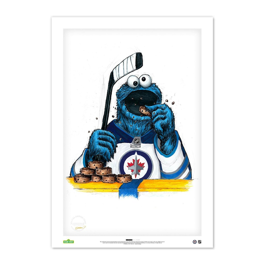 Cookie Monster Winnipeg Jets 14" x 20" Fine Art Print: $79.99 Cookie Monster Winnipeg Jets 14" x 20" Fine Art Print: $79.99