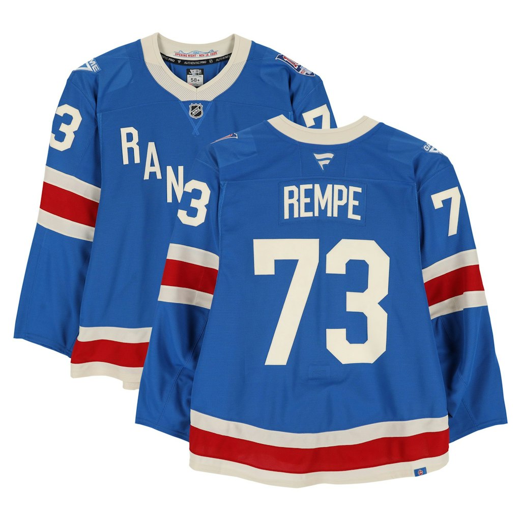 Matt Rempe New York Rangers Game-Used #73 Blue Centennial Jersey: $3,499.99