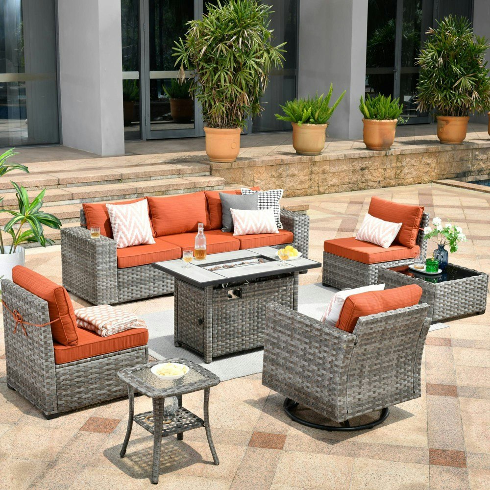 Ovios Marlton 9-Piece Wicker Outdoor Patio Furniture Set: $1,559.99