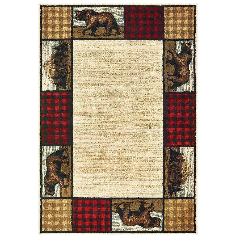 Weston Bear Plaid Border Area Rug: $69.99