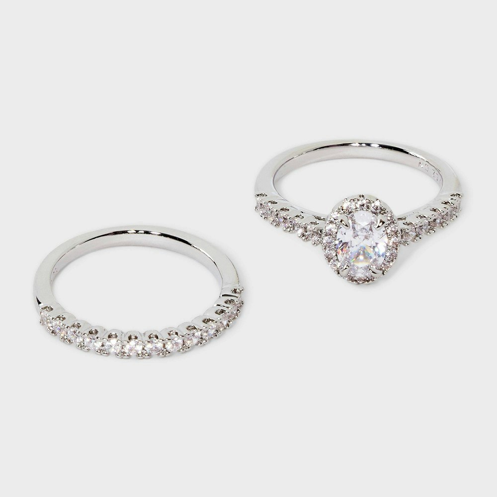 A New Day Cubic Zirconia Halo Wedding Ring Set: $19.99