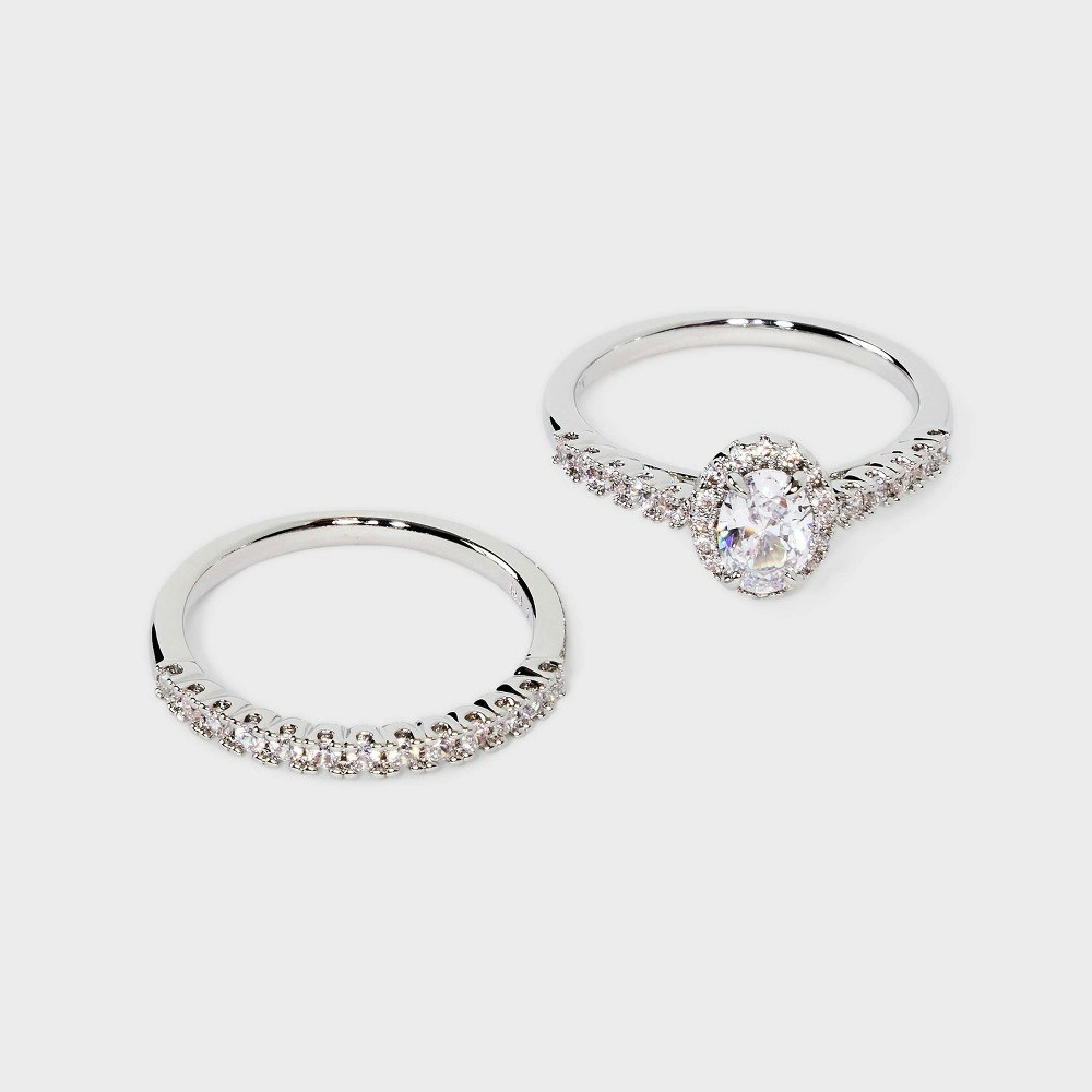 A New Day Cubic Zirconia and Pave Wedding Ring 2-Piece Set: $19.99