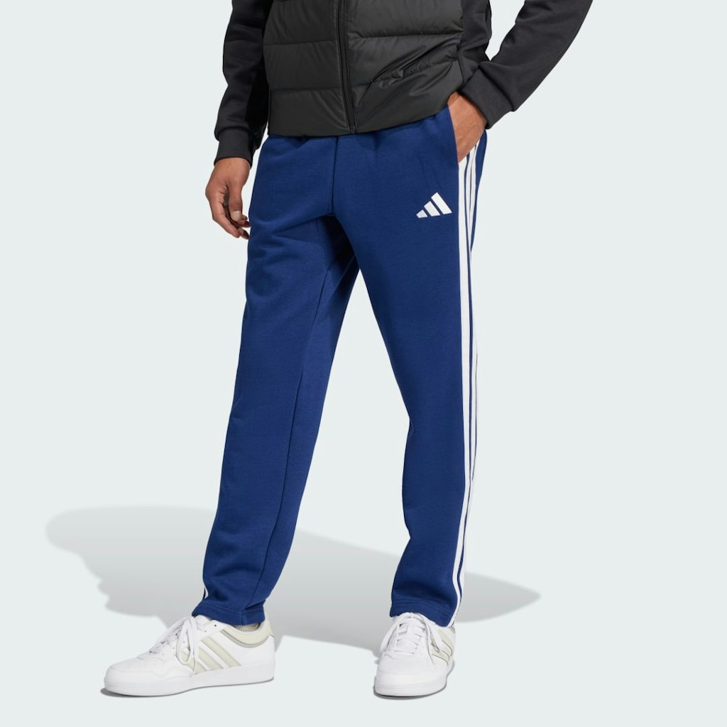 Essentials 3-Stripes Open Hem Fleece Pants: $35 Essentials 3-Stripes Open Hem Fleece Pants: $35