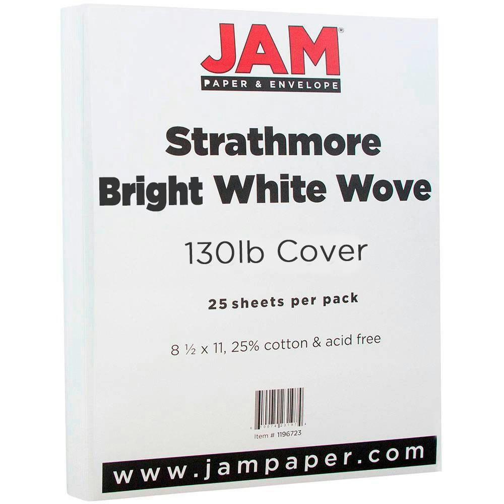 JAM Paper 8.5"x11" 130lb Strathmore Wove Cardstock 25-Pack: $33.99 JAM Paper 8.5"x11" 130lb Strathmore Wove Cardstock 25-Pack: $33.99