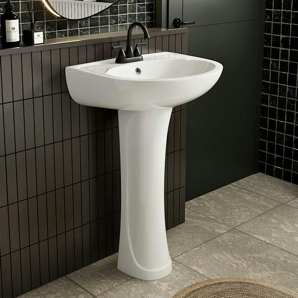 21-Inch x 19-Inch Rectangular Ceramic Pedestal Sink: $168.99