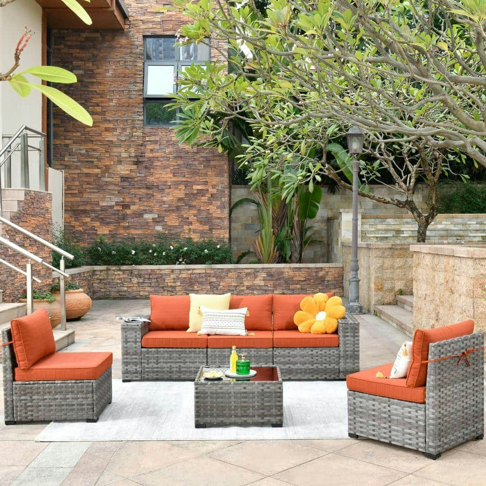 Crater Gray 6-Piece Wicker Patio Conversation Sofa Set: $727.94 Crater Gray 6-Piece Wicker Patio Conversation Sofa Set: $727.94