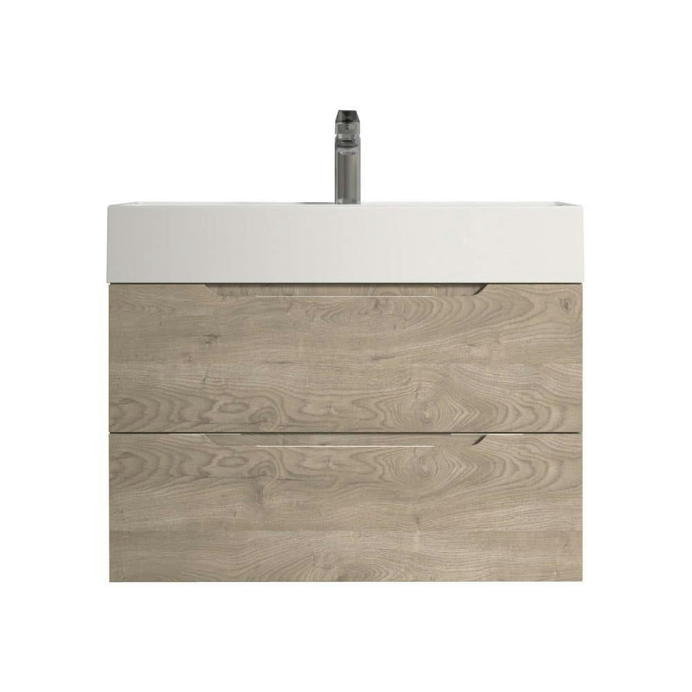 Combo-T 32-Inch Floating Wall-Mounted Bathroom Vanity with Resin Stone Top: $570.31