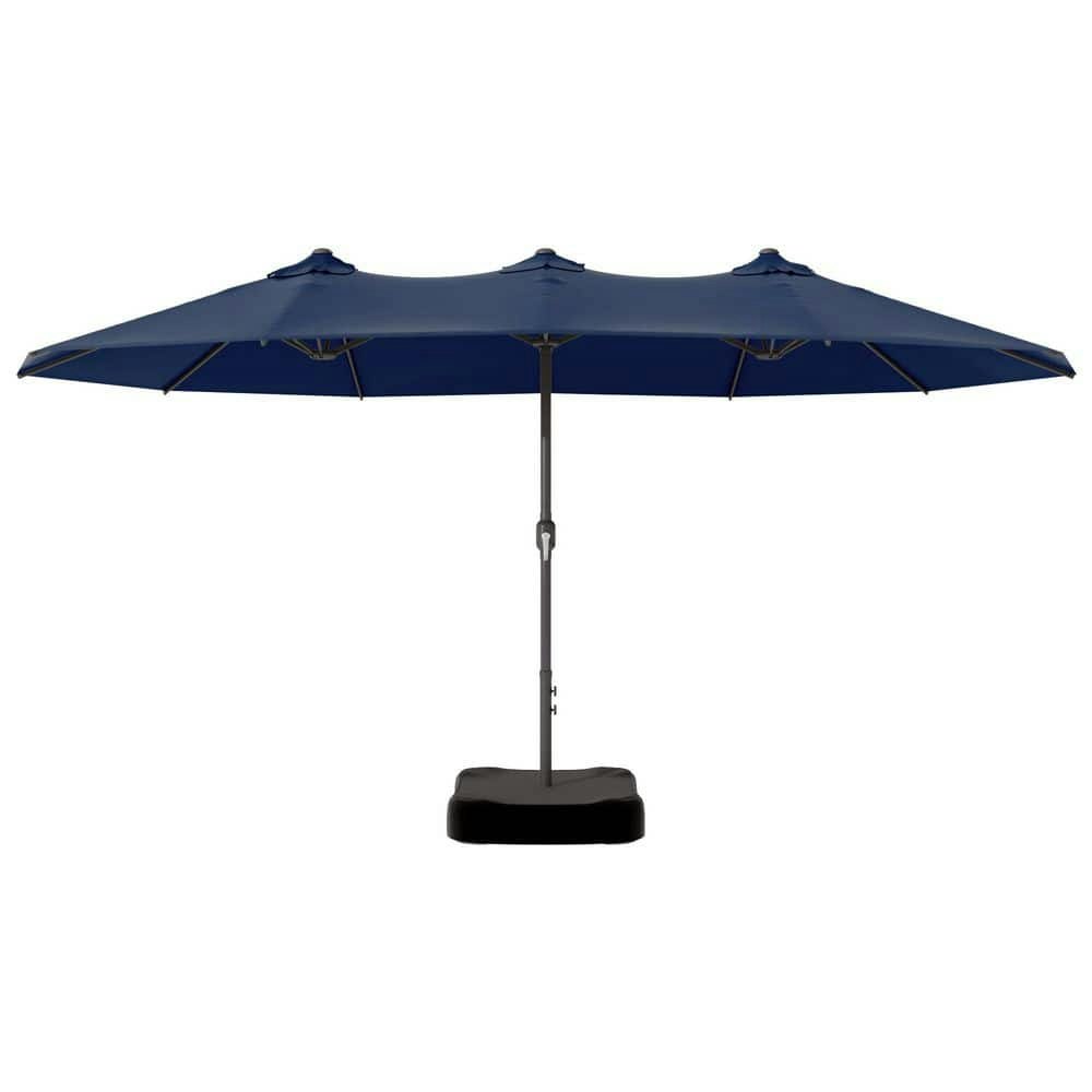 15 x 8.7-Foot Double-Sided Patio Market Umbrella with Base: $139