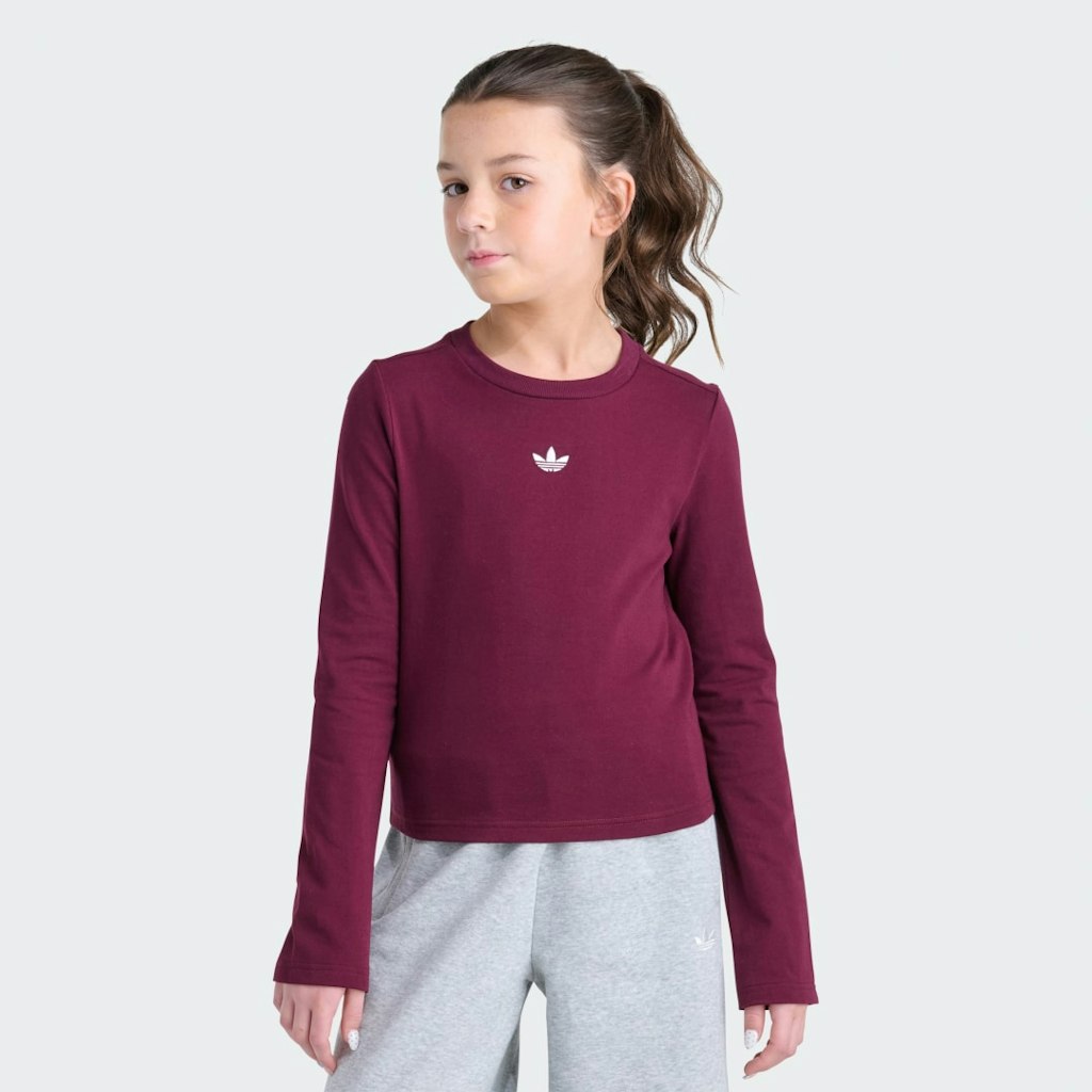 Adidas Long Sleeve Embroidered Trefoil Logo Tee: $26 Adidas Long Sleeve Embroidered Trefoil Logo Tee: $26