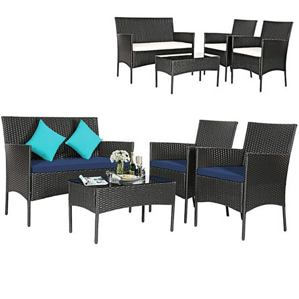 4-Piece Rattan Outdoor Patio Conversation Set: $238.35 4-Piece Rattan Outdoor Patio Conversation Set: $238.35