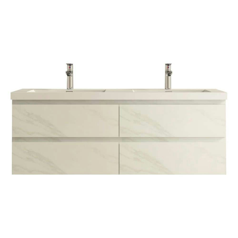 Angela 60-inch Double Wall-Mounted Floating Bath Vanity: $938.36