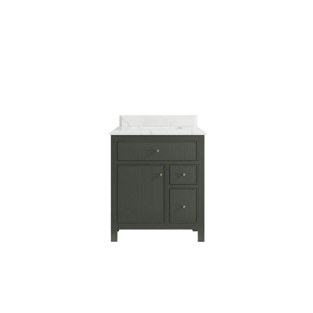 Sonoma 30" x 22" x 36" Pewter Green Bath Vanity with Calacatta Quartz Top: $1,575 Sonoma 30" x 22" x 36" Pewter Green Bath Vanity with Calacatta Quartz Top: $1,575