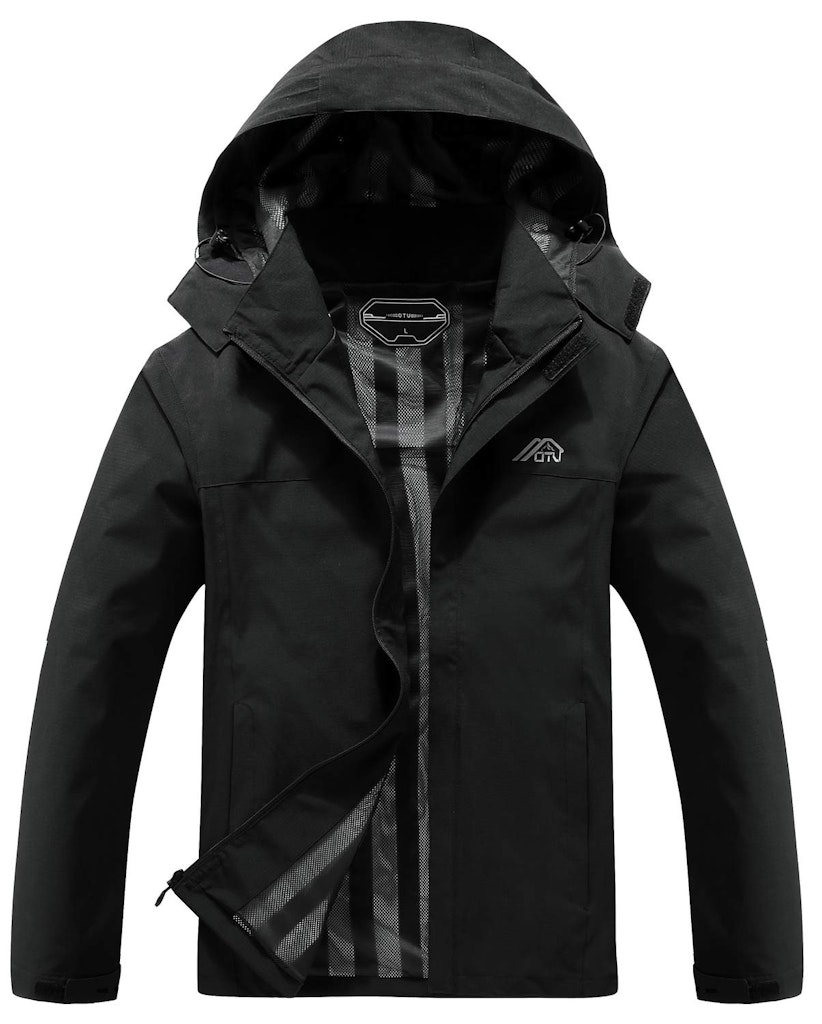 OTU Men's Lightweight Waterproof Hooded Rain Jacket: $20