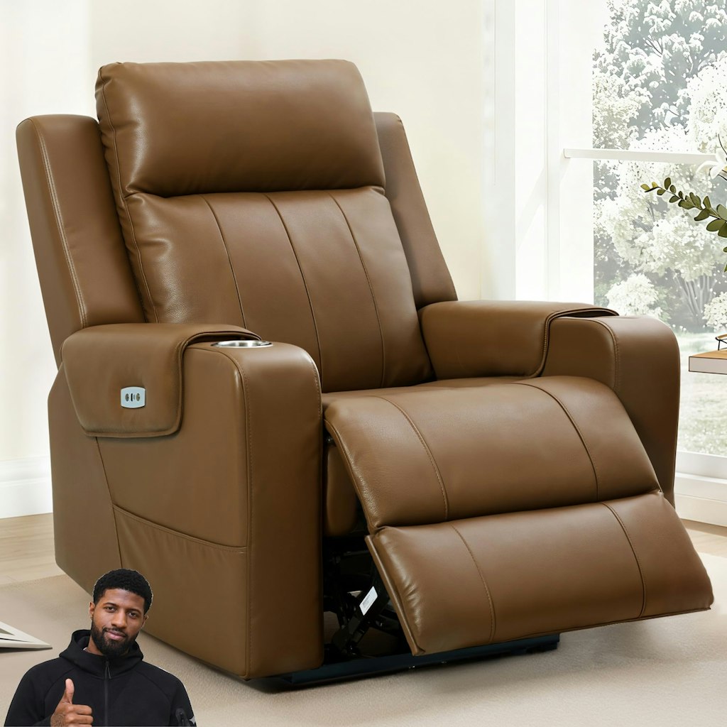 Flexispot Truffle Top Grain Leather Power Wall Hugger Recliner: $522