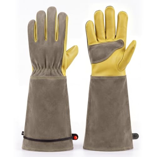 Aegend Elbow-Length Cowhide Gardening Gloves: $14.99