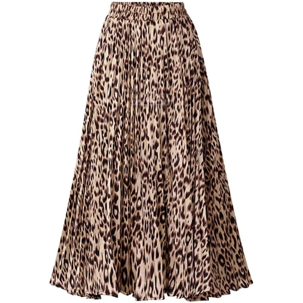Keasmto Women's Leopard Print Pleated Midi Skirt: $17.99 Keasmto Women's Leopard Print Pleated Midi Skirt: $17.99