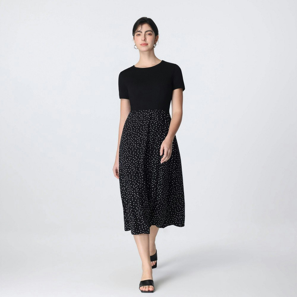 A New Day Women's Polka Dot Short Sleeve Midi Dress: $40