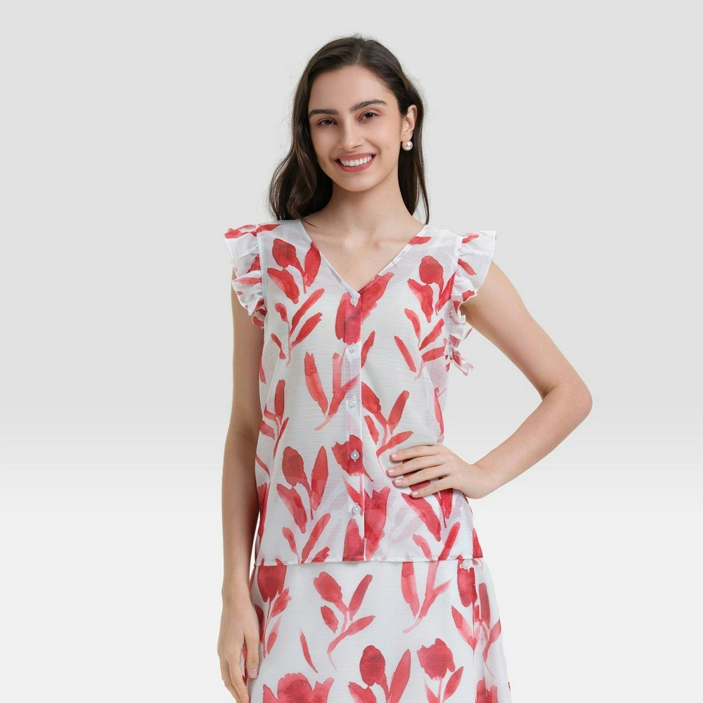 A New Day Women's Ruffle Sleeve V-Neck Blouse: $32