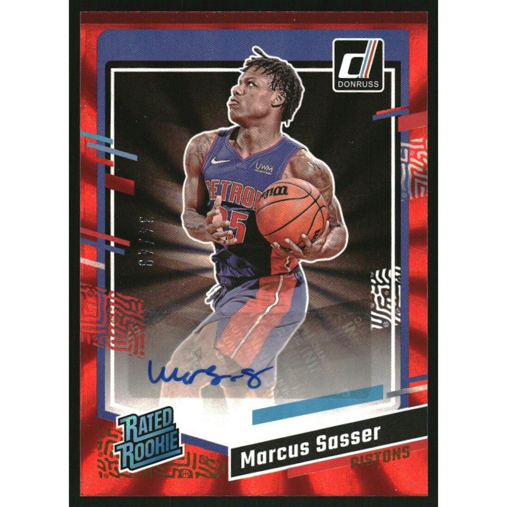 Marcus Sasser 2023-24 Donruss Rated Rookies Signatures Holo Red Laser Trading Card: $24