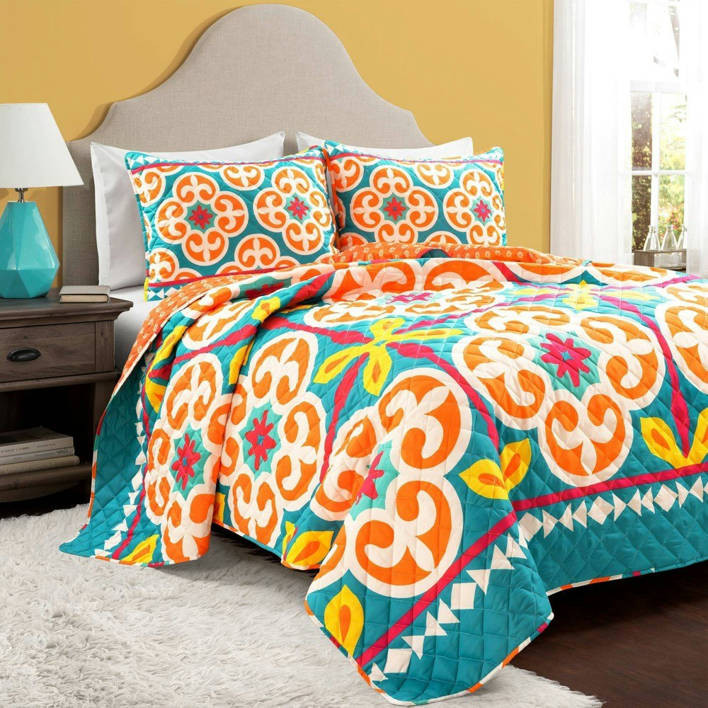 Lush Decor King/California King Boho Floral Reversible Quilt & Sham Set: $59.99 Lush Decor King/California King Boho Floral Reversible Quilt & Sham Set: $59.99