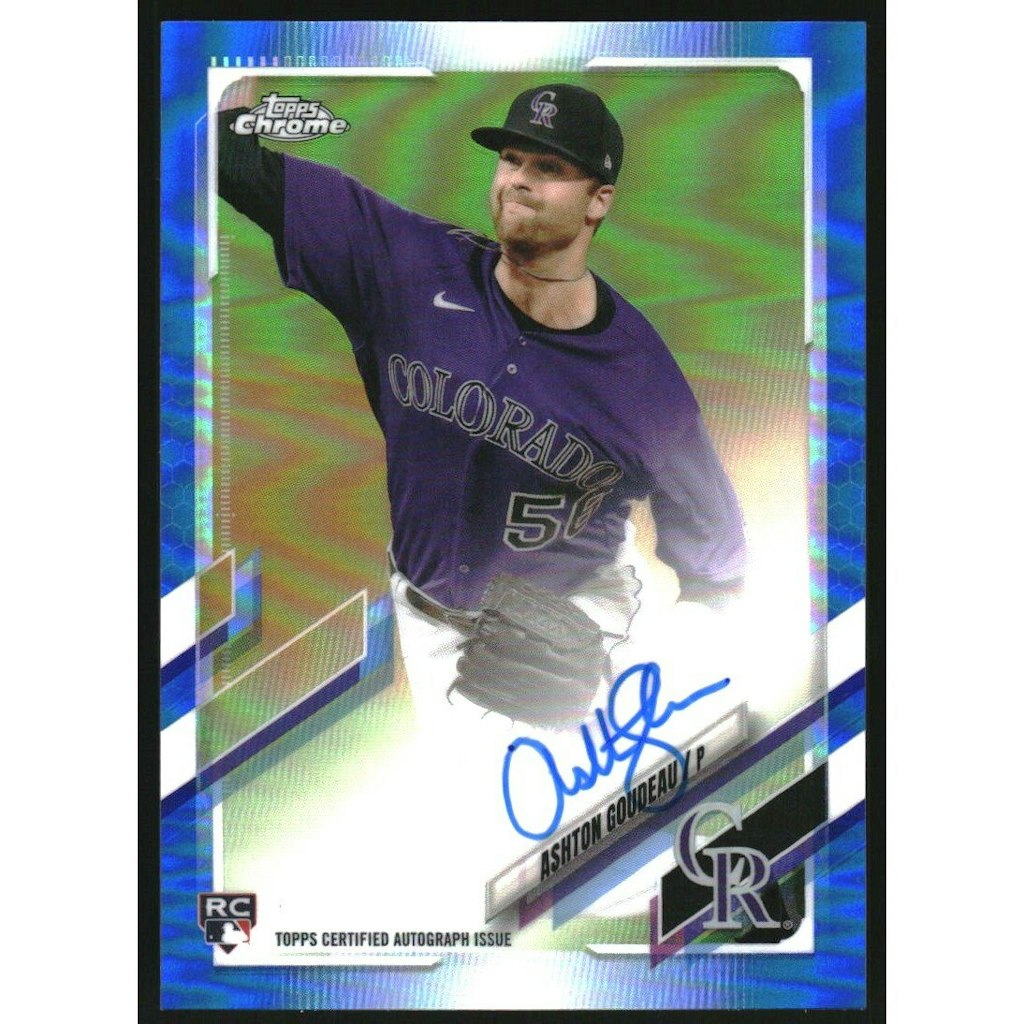 2021 Topps Chrome Ashton Goudeau Blue Refractor Rookie Autograph: $10.80 2021 Topps Chrome Ashton Goudeau Blue Refractor Rookie Autograph: $10.80